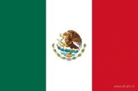 De Mexicaanse vlag heeft drie even brede verticale banen: groen aan de hijszijde, wit in het midden en rood aan de vrije zijde. In de witte baan staat het Mexicaanse wapen.