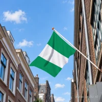 Nigeriaanse vlag aan een gevelstok