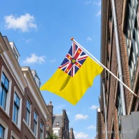 Vlag van Niue aan een gevelstok