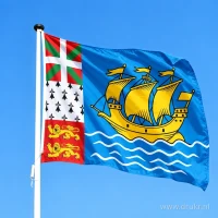 Vlag van Saint-Pierre en Miquelon aan een mast