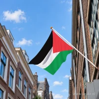 Palestijnse vlag aan een gevelstok