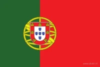 De Portugese vlag heeft een groene baan aan de hijszijde en een bredere rode baan aan de vrije zijde, met een schild op een gele armillairsfeer.