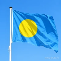 Vlag van Palau aan een mast