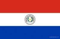 De Paraguayaanse vlag heeft drie even hoge horizontale banen: rood, wit en blauw. In de witte middenbaan staat het voorzijde-embleem met ster en krans.