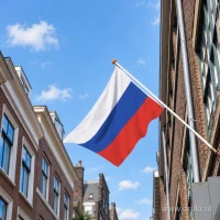 Russische vlag aan een gevelstok