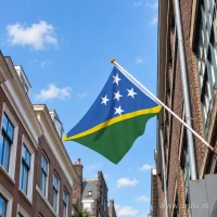 Vlag van de Salomonseilanden aan een gevelstok