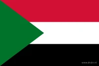 De Sudanese vlag heeft drie even hoge horizontale banen: rood boven, wit in het midden en zwart onder. Aan de hijszijde staat een groene driehoek.
