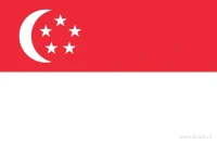 De Singaporese vlag heeft twee even hoge horizontale banen: rood boven en wit onder. In het rode vlak aan de hijszijde staan een witte halve maan en vijf witte vijfpuntige sterren.