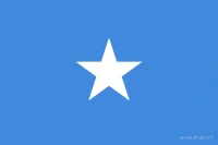 De Somalische vlag heeft een blauw veld met één witte vijfpuntige ster in het midden.