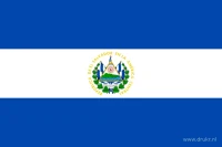 De Salvadoraanse vlag heeft drie even hoge horizontale banen: blauw, wit en blauw. Het nationale wapen staat midden in de witte baan.