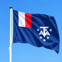 Vlag van Franse Zuidelijke Gebieden aan een mast