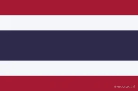 De Thaise vlag heeft vijf horizontale banen: rood, wit, donkerblauw, wit en rood. De blauwe middenbaan is twee keer zo hoog als elk van de andere banen.