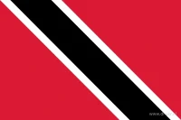 De vlag van Trinidad en Tobago heeft een rood veld met een zwarte diagonale baan tussen twee smalle witte randen.