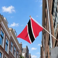 Vlag van Trinidad en Tobago aan een gevelstok