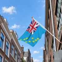 Vlag van Tuvalu aan een gevelstok