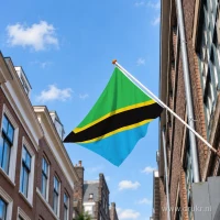 Tanzaniaanse vlag aan een gevelstok