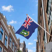 Vlag van Britse Maagdeneilanden aan een gevelstok