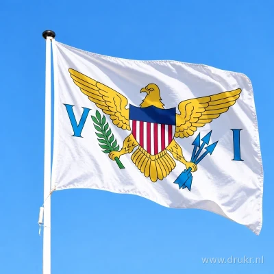 Vlag van Amerikaanse Maagdeneilanden wapperend aan een verticale witte mast