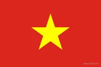 De Vietnamese vlag heeft een rood veld met één grote gele, vijfpuntige ster in het midden. Eén punt van de ster wijst naar boven.