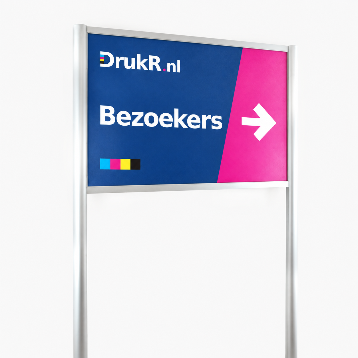 Bewegwijzering schuin bekeken met DrukR-opdruk