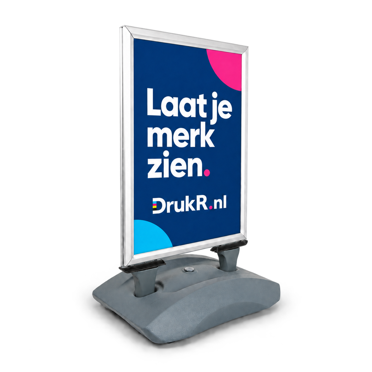 Stoepbord met watertank en blauwe Drukr-print Laat je merk zien