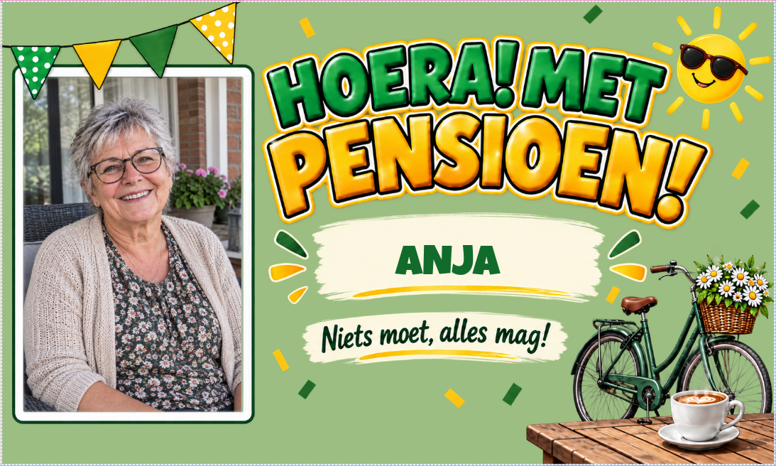 Pensioenspandoek met foto en naam