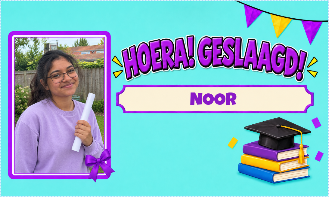 Geslaagd spandoek met foto en naam