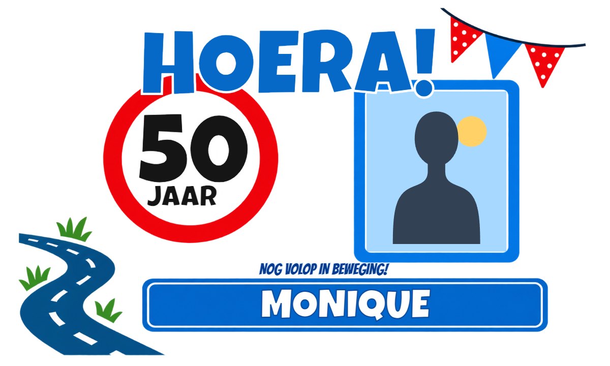Spandoek 50 jaar · Verkeersbord met eigen tekst